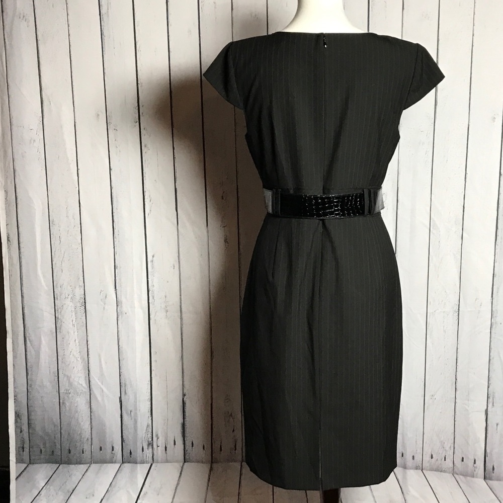 Classy Antonio Melani Pinstriped Belted Dress - Picture 2 of 8